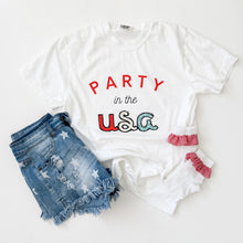 Load image into Gallery viewer, PARTY IN THE USA • women's heavyweight tee (blue or white)