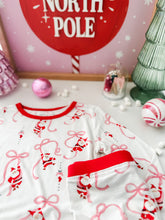 Load image into Gallery viewer, SANTA + BOWS• pajamas (baby, kids, youth)