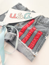 Load image into Gallery viewer, AMERICAN BEAUTY denim sequin shorts (women + kids) FLASH