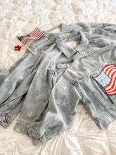 Load image into Gallery viewer, AMERICAN DREAM {sequin flag} • denim jacket (women + kids)