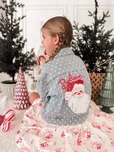 SEQUIN SANTA • kids denim jacket