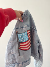 Load image into Gallery viewer, AMERICAN DREAM {sequin flag} • denim jacket (women + kids)
