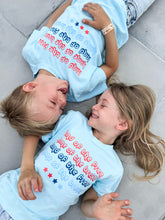 Load image into Gallery viewer, LAND OF THE FREE • tee (women + kids) BLUE (FLASH)