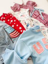 Load image into Gallery viewer, AMERICAN DREAM {sequin flag} • denim jacket (women + kids)