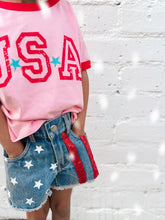 Load image into Gallery viewer, AMERICAN BEAUTY denim sequin shorts (women + kids) FLASH