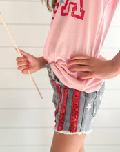 Load image into Gallery viewer, AMERICAN BEAUTY denim sequin shorts (women + kids) FLASH