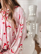 Load image into Gallery viewer, HEY SANTA • button down pj&#39;s (women + youth) two-piece PINK