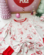 Load image into Gallery viewer, SANTA + BOWS• pajamas (baby, kids, youth)