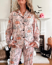 Load image into Gallery viewer, HOUSE IS HAUNTED • button down pj&#39;s (women) two-piece