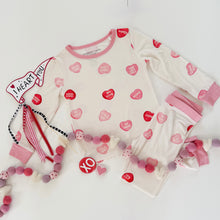 Load image into Gallery viewer, CONVERSATION HEARTS• bamboo kids pajamas (flash)