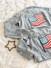 Load image into Gallery viewer, AMERICAN DREAM {sequin flag} • denim jacket (women + kids)