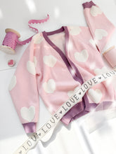 Load image into Gallery viewer, FUZZY HEARTS • oversized cardigan (women + kids)
