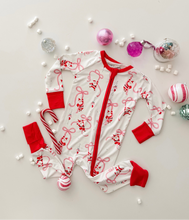 Load image into Gallery viewer, SANTA + BOWS• pajamas (baby, kids, youth)