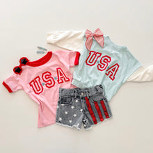 Load image into Gallery viewer, AMERICAN BEAUTY denim sequin shorts (women + kids) FLASH