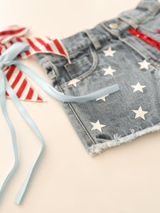 AMERICAN BEAUTY denim sequin shorts (women + kids) FLASH