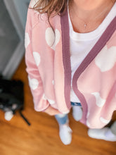 Load image into Gallery viewer, FUZZY HEARTS • oversized cardigan (women + kids)