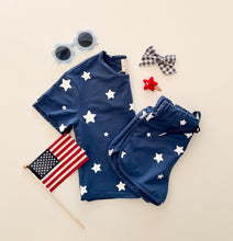 Load image into Gallery viewer, NAVY STARS • kids shorts set