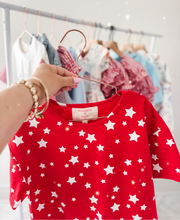 Load image into Gallery viewer, RED, WHITE + STARS • kids lounge set (FLASH)