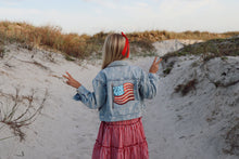 Load image into Gallery viewer, AMERICAN DREAM {sequin flag} • denim jacket (women + kids)