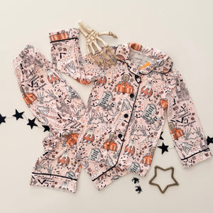 HOUSE IS HAUNTED • kids button down pj's (two-piece)