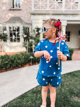 Load image into Gallery viewer, NAVY STARS • kids shorts set