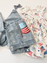 Load image into Gallery viewer, AMERICAN DREAM {sequin flag} • denim jacket (women + kids)