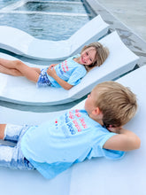 Load image into Gallery viewer, LAND OF THE FREE • tee (women + kids) BLUE (FLASH)