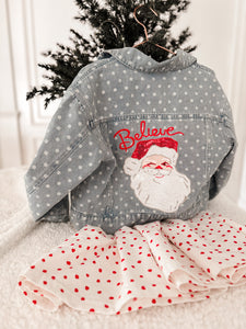 SEQUIN SANTA • kids denim jacket