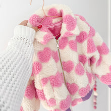 Load image into Gallery viewer, SHERPA HEARTS bomber jacket (women + kids) FLASH