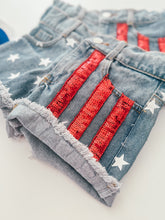Load image into Gallery viewer, AMERICAN BEAUTY denim sequin shorts (women + kids) FLASH