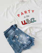Load image into Gallery viewer, PARTY IN THE USA • women's heavyweight tee (blue or white)