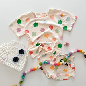 STARBURST DAISY • kids set (boxy tee + shorties) (flash)