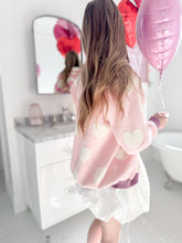 Load image into Gallery viewer, FUZZY HEARTS • oversized cardigan (women + kids)
