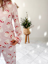 Load image into Gallery viewer, HEY SANTA • button down pj&#39;s (women + youth) two-piece PINK