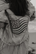 Load image into Gallery viewer, AMERICAN DREAM {sequin flag} • denim jacket (women + kids)