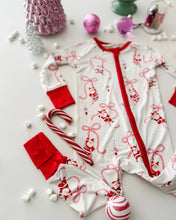 Load image into Gallery viewer, SANTA + BOWS• pajamas (baby, kids, youth)