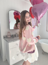 Load image into Gallery viewer, FUZZY HEARTS • oversized cardigan (women + kids)