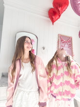 Load image into Gallery viewer, FUZZY HEARTS • oversized cardigan (women + kids)