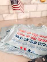 Load image into Gallery viewer, LAND OF THE FREE • tee (women + kids) BLUE (FLASH)