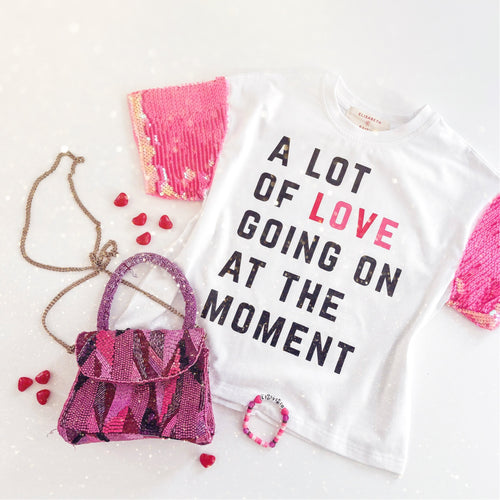 A LOT OF LOVE GOING ON  • sequin sleeve tee (women + kids) (SALE)