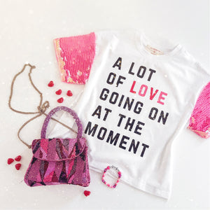 A LOT OF LOVE GOING ON  • sequin sleeve tee (women + kids) (SALE)