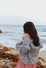 Load image into Gallery viewer, AMERICAN DREAM {sequin flag} • denim jacket (women + kids)