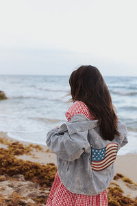 AMERICAN DREAM {sequin flag} • denim jacket (women + kids)