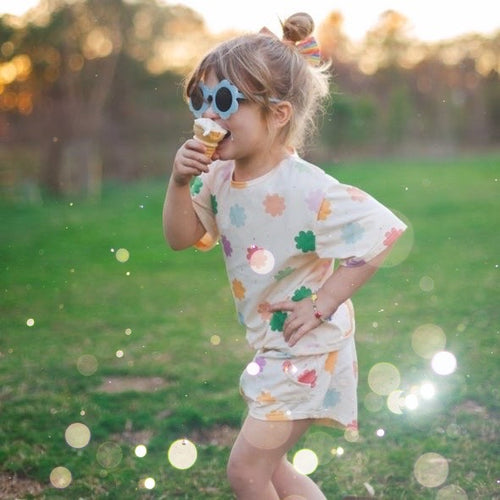STARBURST DAISY • kids set (boxy tee + shorties) (flash)
