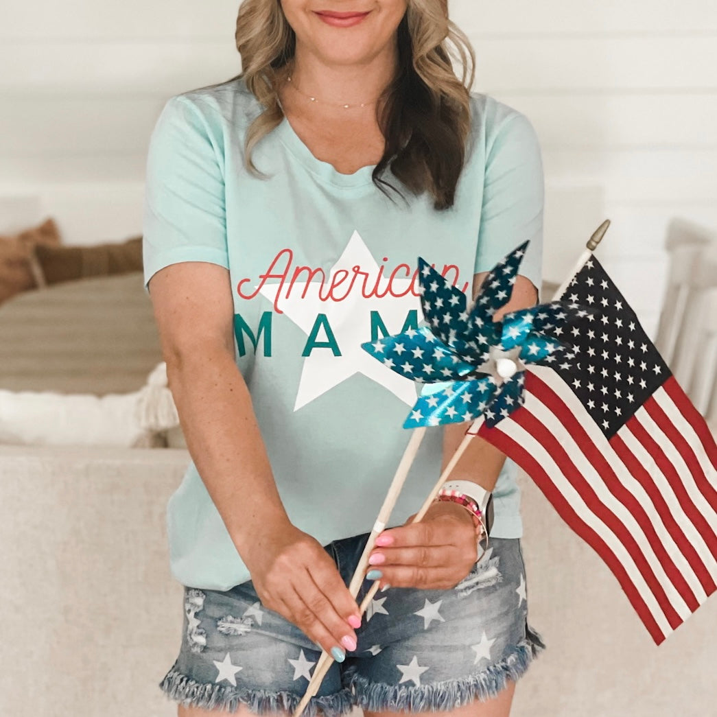 AMERICAN MAMA • women's tee FLASH