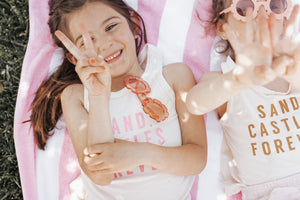 SAND CASTLES FOREVER • kids tank (pink ink) (flash)