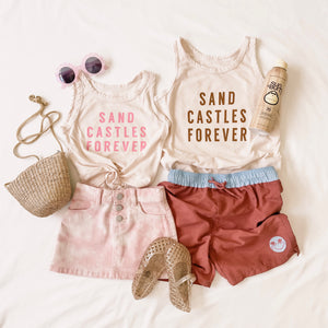 SAND CASTLES FOREVER • kids tank (pink ink) (flash)