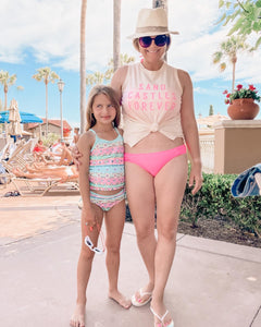 SAND CASTLES FOREVER • kids tank (pink ink) (flash)